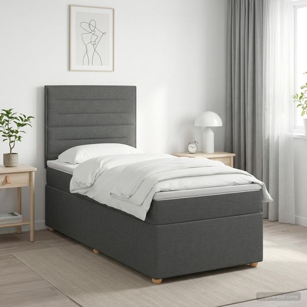 vidaXL Posteľ boxspring s matracom Tmavosivá 100 x 200 cm Látka