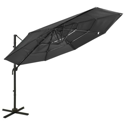 vidaXL 4-stupňový záhradný slnečník, hliníková tyč, antracitový 3x3 m