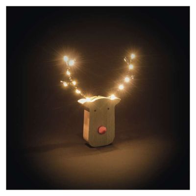 LED dekorácia drevená – sob, 16 cm, 2x AAA, vnútorná, teplá biela, časovač