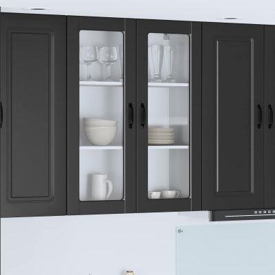 vidaXL Nástenný sklenený kabinet PORTO Čierna 80 x 31 x 100 cm