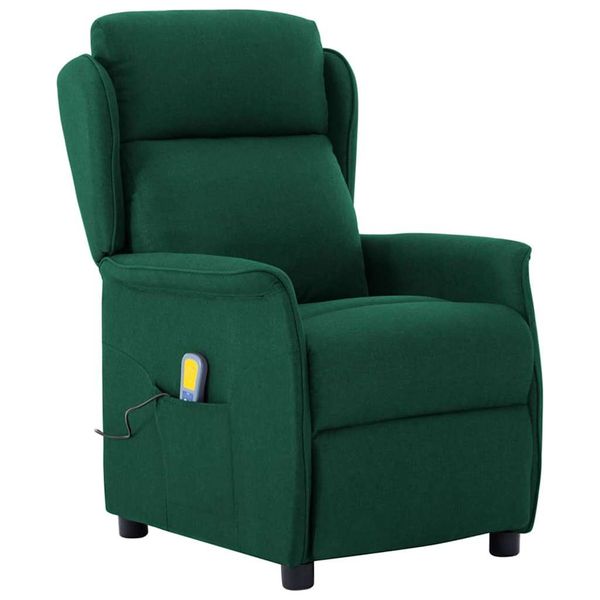 vidaXL Masážne kreslo Tmavozelená 93.5 x 67.5 x 101.5 cm látka