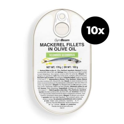 Filety z makrely v olivovom oleji - GymBeam, 10 x 170 g