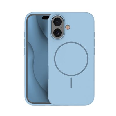 Tenké silikónové puzdro Mag pre iPhone 16 6,1" svetlomodré