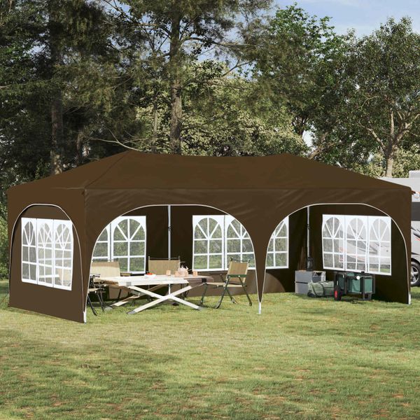 vidaXL Prístrešok na párty 575 x 288 x 245 cm Sivohnedá
