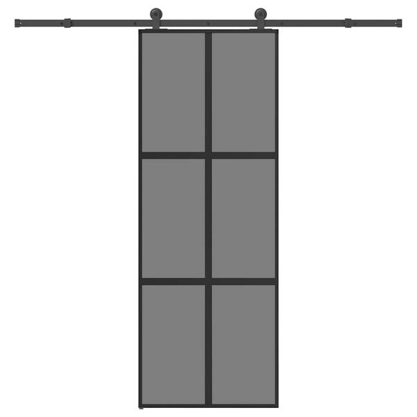 vidaXL Posuvné dvere s kovaním 76x205 cm tvrdené sklo a hliník úzke