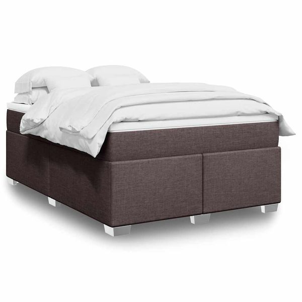 vidaXL Boxspring posteľ s matracom tmavohnedá 140x190 cm látka