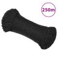 vidaXL Pracovné lano čierne 3 mm 250 m polypropylén