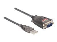Adaptér USB 2.0 Type-A na 1 x sériový RS-232 DB9 (samec) - odolný kovový - čierna