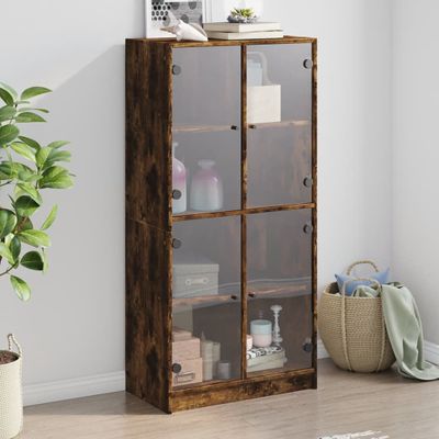 vidaXL Vysoká skrinka s dvierkami dymový dub 68x37x142cm kompoz. drevo