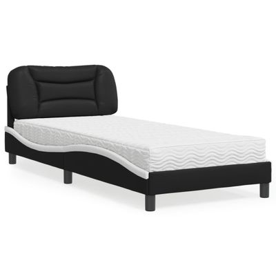 vidaXL Posteľ s matracom Hvar čierno-biela 80x200 cm umelá koža
