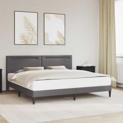 vidaXL Rám postele s LED pásikmi Sivá 180 x 200 cm Umelá koža