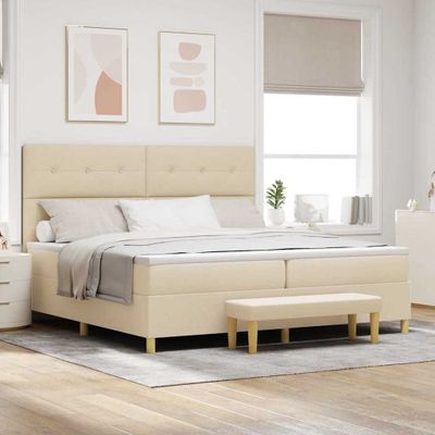 vidaXL Posteľ s pružinovým rámom Krémová 200 x 200 cm látka