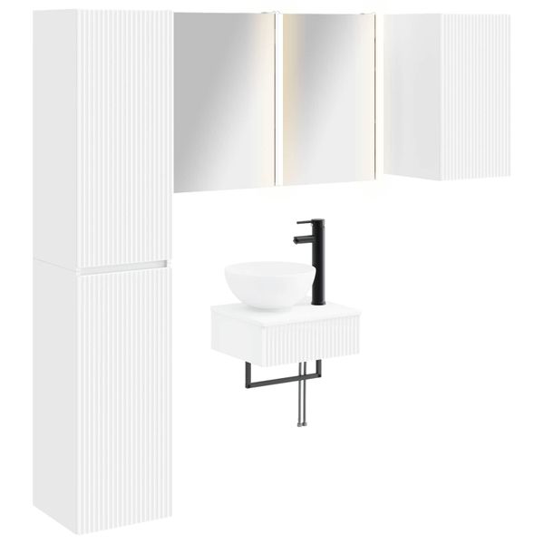 vidaXL Sada kúpeľňového nábytku 5 pcs Biela Kompozitné drevo a sklo