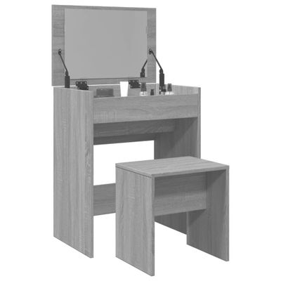vidaXL Toaletný stolík a stolička sivá sonoma 60x40x113,5 cm