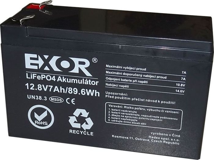 LiFePO4 12,8V 7Ah batéria EXOR LFP R925