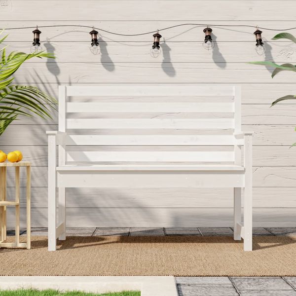 vidaXL Záhradná lavica biela 109x48x91,5 cm masívna borovica