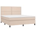 vidaXL Boxspring posteľ matrac a LED kapučínová 180x200 cm umelá koža