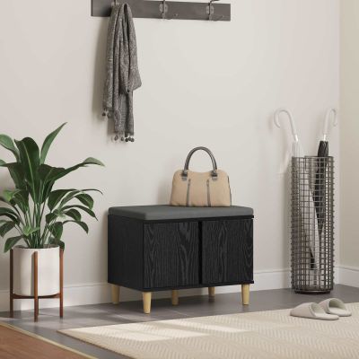 vidaXL Predsieňová lavica s vankúšom Čierny Dub 60 x 38 x 46 cm