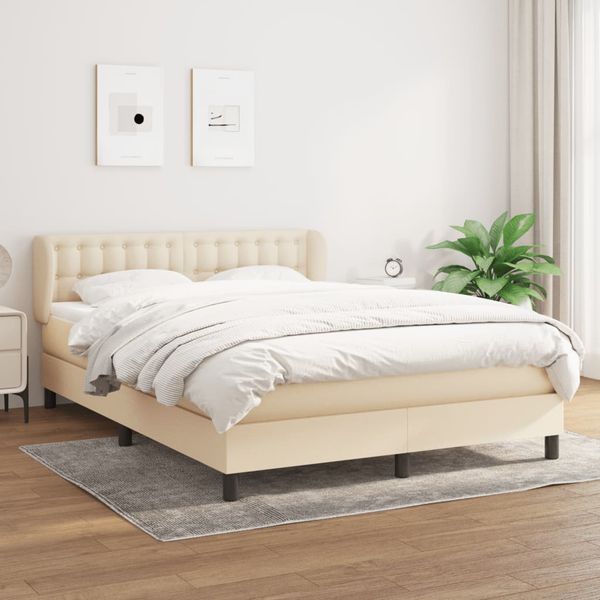 vidaXL Boxspring posteľ s matracom krémový 140x190 cm látka