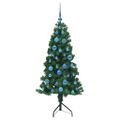 vidaXL Rohový umelý vianočný strom s 150 LED-i Zelená 150 cm PVC a kov