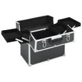 vidaXL Kufrík na make-up čierny 38x23x34 cm hliníkový