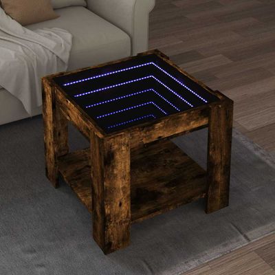 vidaXL Konferenčný stolík s LED dymový dub 53x53x45cm kompozitné drevo