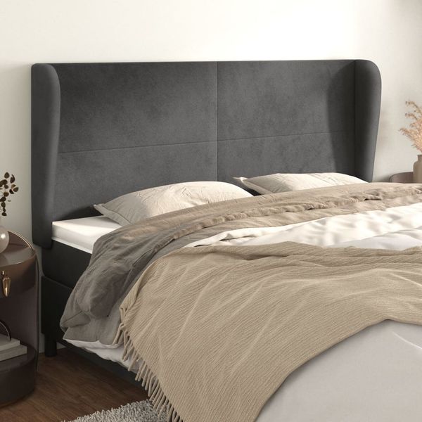 vidaXL Čelo postele so záhybmi tmavosivé 183x23x118/128 cm zamat