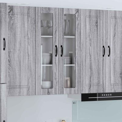 vidaXL Nástenný sklenený kabinet LUCCA Sivá sonoma 60 x 31 x 100 cm