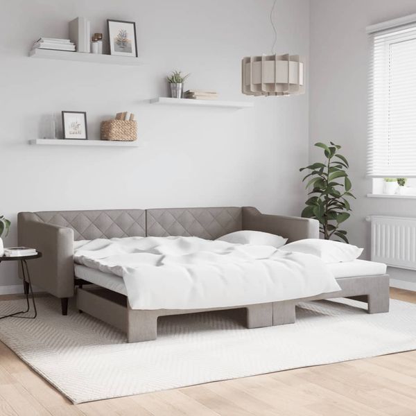 vidaXL Denná posteľ s rozkladacou posteľou sivohnedá 100x200 cm látka