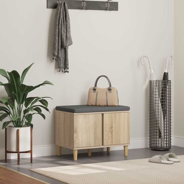 vidaXL Predsieňová lavica s vankúšom Sonoma dub 60 x 38 x 46 cm
