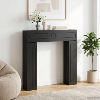 vidaXL Rám krbu Čierna 102 x 18 x 100,5 cm Kompozitné drevo