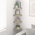vidaXL Plávajúce rohové police 4 ks, dubové 25x25x3,8 cm, MDF