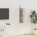 vidaXL Nástenná TV skrinka lesklá biela 40x34,5x80 cm