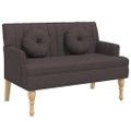 vidaXL Lavička s vankúšmi tmavohnedá 113x64,5x75,5 cm látka