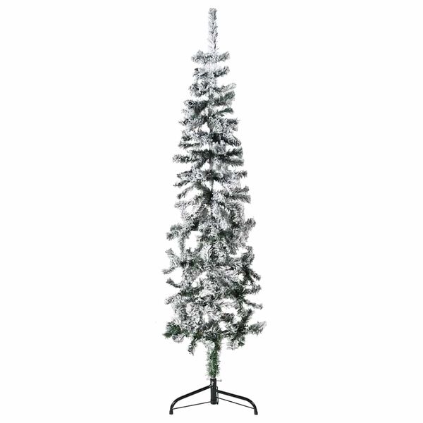 vidaXL Úzky zasnežený umelý vianočný polovičný stromček 120 cm