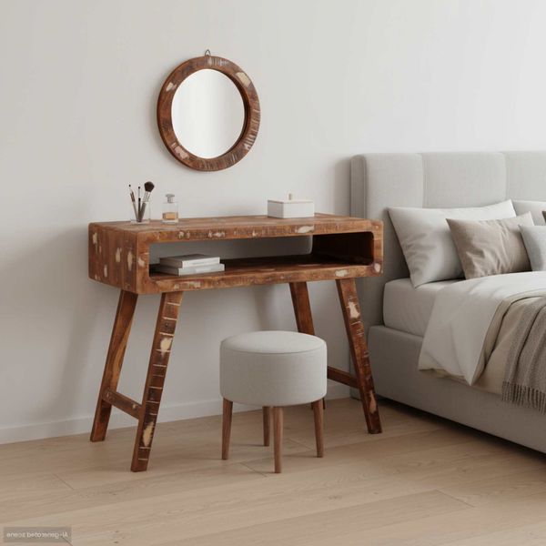 vidaXL Toaletný stolík Hnedá 90 x 76 x 45 cm Masívne obnovené drevo