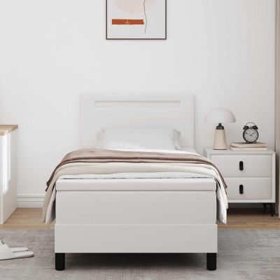 vidaXL Posteľ s pružinovým rámom Biela 100 x 200 cm Umelá koža
