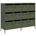 VidaXL Príborník Olive Green 135x39x103,5 cm Oceľ valcovaná za studena