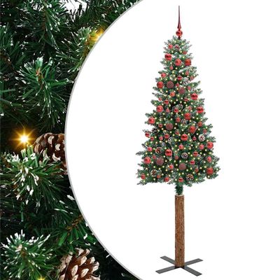 vidaXL Úzky vianočný stromček s 300 LED-i so stojanom Zelená 180 cm