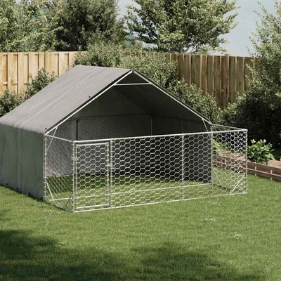 vidaXL Vonkajšia búda pre psov s výbehom, 3x3x1,9 m, pozinkovaná oceľ