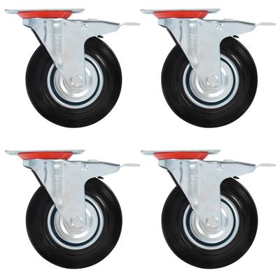 vidaXL Otočné kolieska s dvojitou brzdou 4 ks, 125 mm