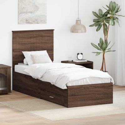 vidaXL Rám postele Hnedý dub a striebro 70 x 190 cm Kompozitné drevo