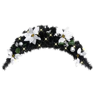 vidaXL Vianočný oblúk s LED svetlami, čierny 90 cm, PVC