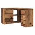 vidaXL Rohový stôl, staré drevo 145x100x76 cm, kompozitné drevo