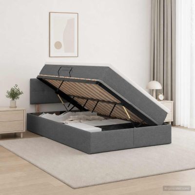 vidaXL Postel s úložným prostorem a matrací Tmavosivá 120 x 190 cm