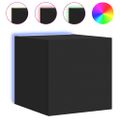 vidaXL TV nástenná skrinka s LED svetlami čierna 30,5x35x30 cm