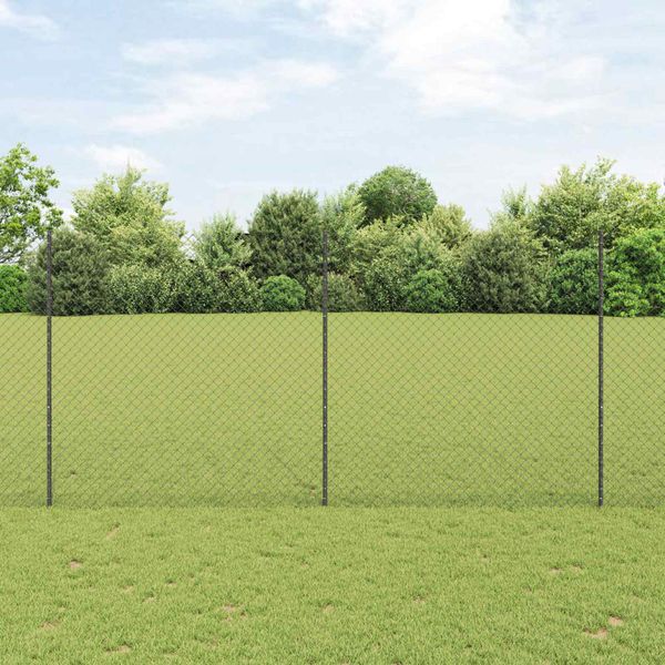 vidaXL Retiazkový plot s podperou 10 x 1,5 m PVC potiahnutá oceľ Sivá