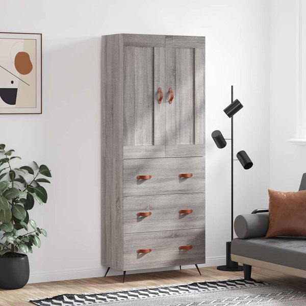 vidaXL Vysoká skrinka sivý dub sonoma 69,5x34x180 cm spracované drevo