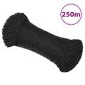 vidaXL Pracovné lano čierne 6 mm 250 m polypropylén