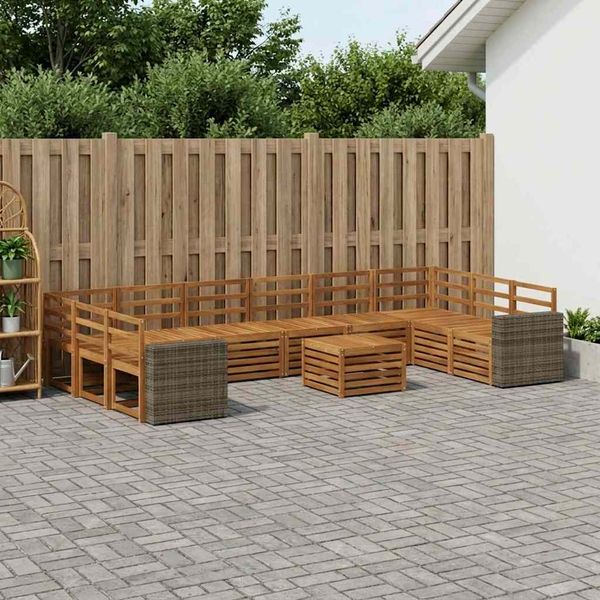vidaXL Záhradná súprava gaučov 11 pcs Prírodná Pevné akáciové drevo